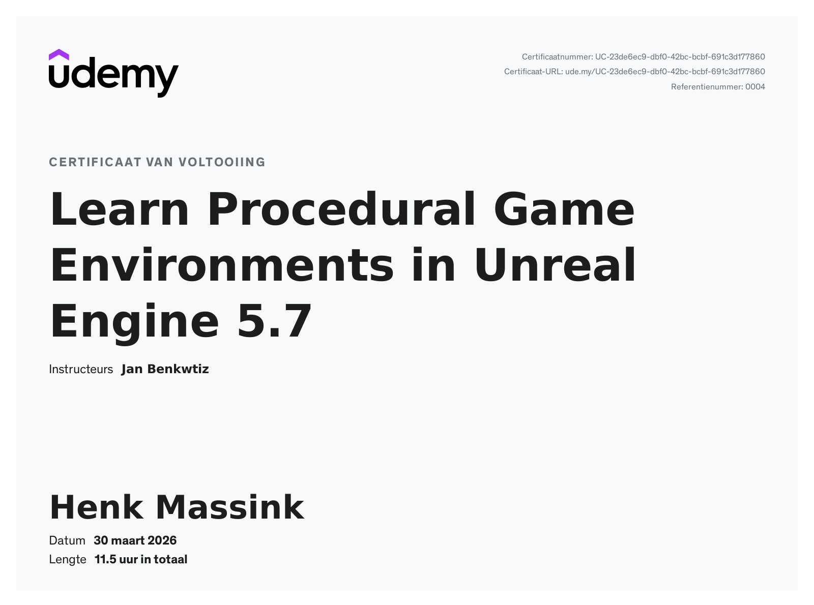 Certificaat Udemy